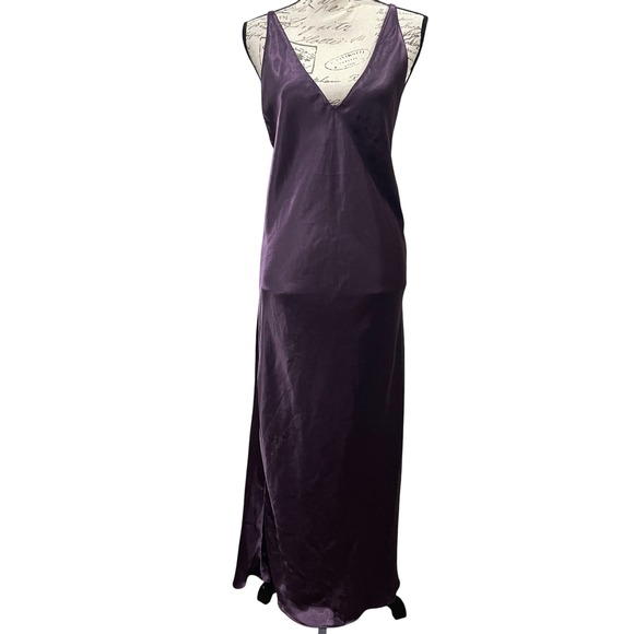 Frederick's of Hollywood Other - Vintage Frederick's of Hollywood Nightgown Womens M Purple Satin Maxi Open Back